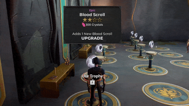 Inspecting Trophies in the Threshold hub — animated